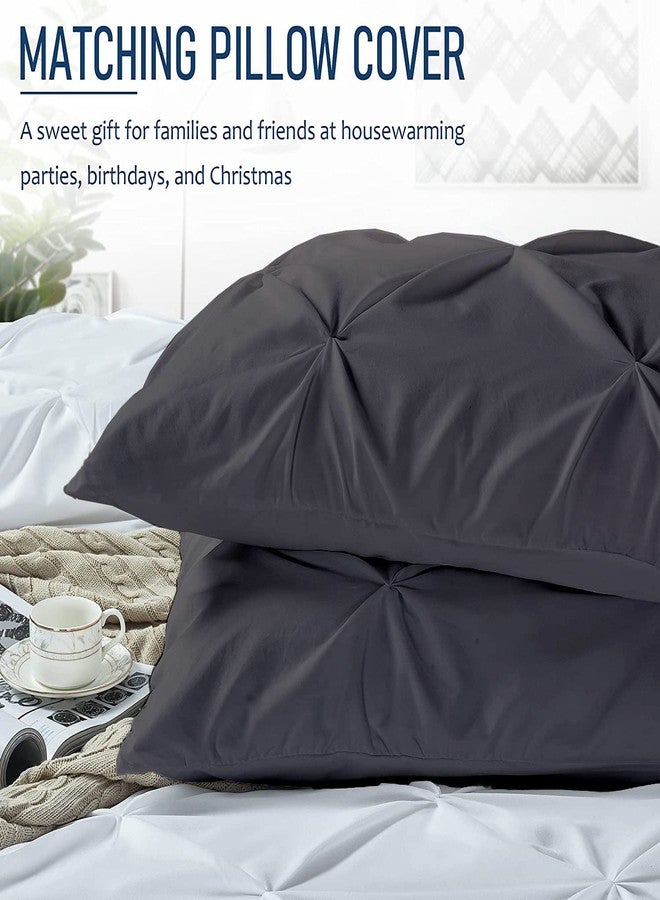 Crown Collection طقم غطاء لحاف فاخر من مجموعة كراون كوليكشن، 1000 خيط، مضاد للحساسية، فائق النعومة، مصنوع من القطن المصري 100%، مقاس سوبر كينج 98×108 بوصة، لون رمادي داكن سادة، مزود بسحاب، مع غطاء وسادة من قطعتين. - Image 2